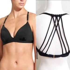 Athleta Black Bikini Top Aqualuxe S